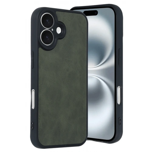 BFS  iPhone 16 Kılıf Aras Deri Kapak - Koyu Yeşil