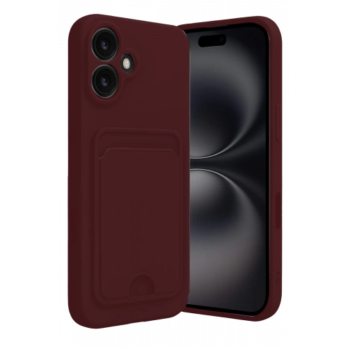 BFS  iPhone 16 Kılıf Kelvin Kartvizitli Silikon - Bordo