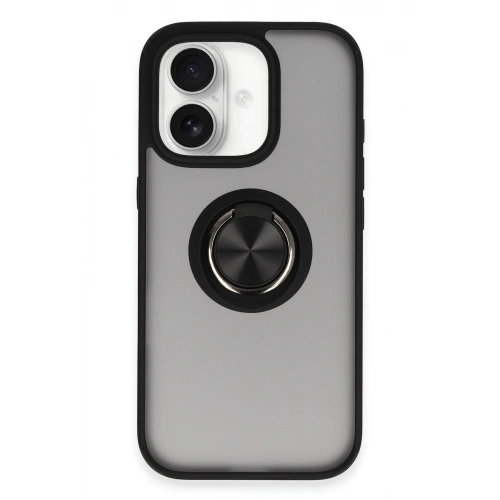 BFS  iPhone 16 Kılıf Montreal Yüzüklü Silikon Kapak - Siyah