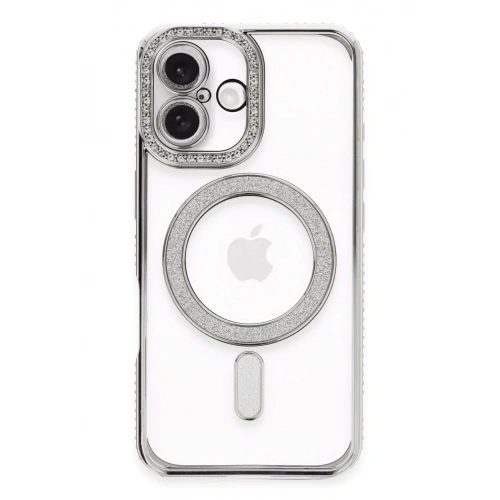 BFS  iPhone 16 Plus Kılıf Joke Simli Magneticsafe Kılıf - Gümüş