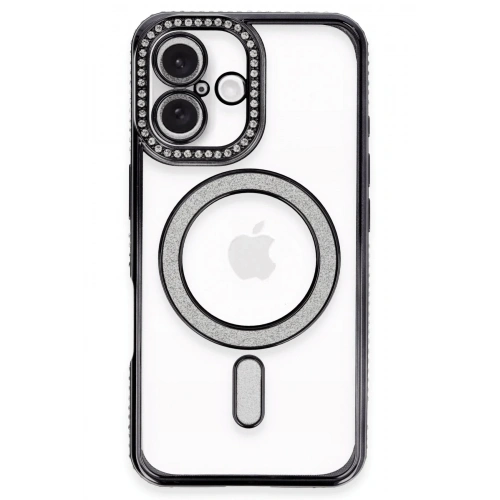 BFS  iPhone 16 Plus Kılıf Joke Simli Magneticsafe Kılıf - Siyah