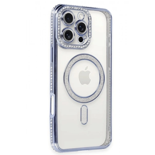 BFS  iPhone 16 Pro Kılıf Joke Simli Magneticsafe Kılıf - Mavi