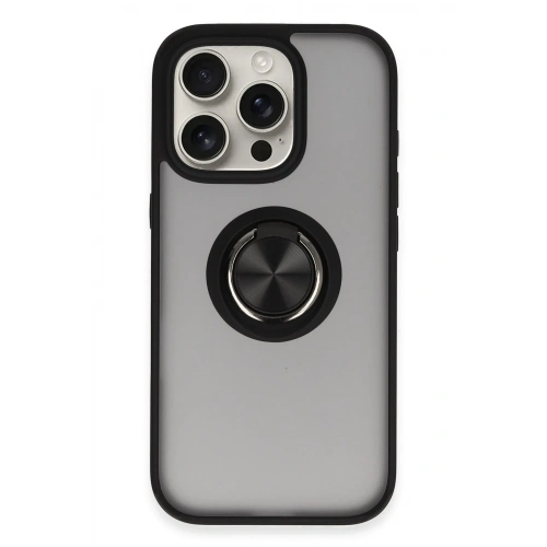 BFS  iPhone 16 Pro Kılıf Montreal Yüzüklü Silikon Kapak - Siyah