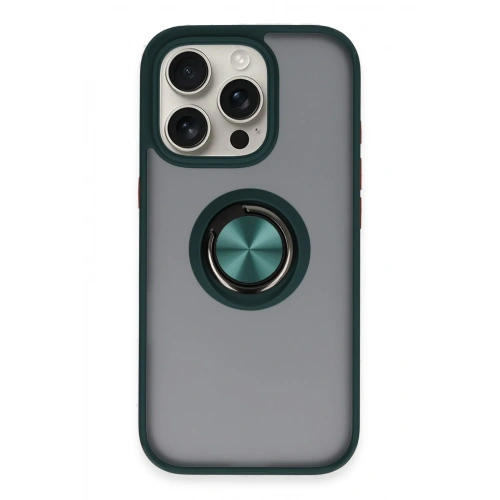 BFS  iPhone 16 Pro Max Kılıf Montreal Yüzüklü Silikon Kapak - Yeşil