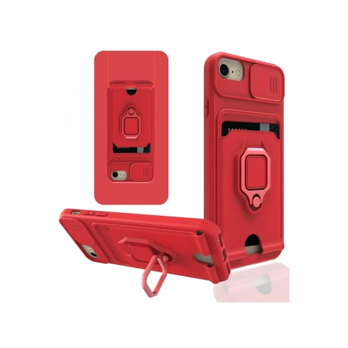 BFS  iPhone 6 Kılıf Zuma Kartvizitli Yüzüklü Silikon - Kırmızı