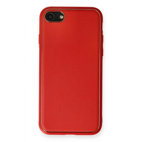 BFS  iPhone 7 Kılıf Coco Deri Silikon Kapak - Kırmızı