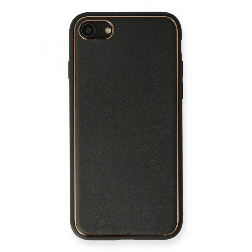 BFS  iPhone 7 Kılıf Coco Deri Silikon Kapak - Siyah