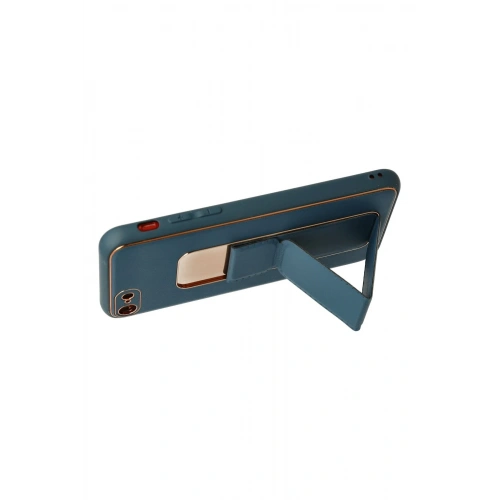 BFS  iPhone 7 Kılıf Coco Deri Standlı Kapak - Mavi