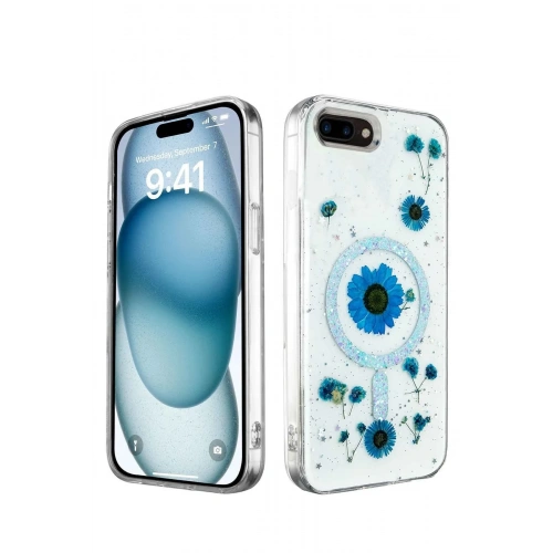 BFS  iPhone 7 Plus Kılıf Daisy Simli Magsafe Kapak - Mavi