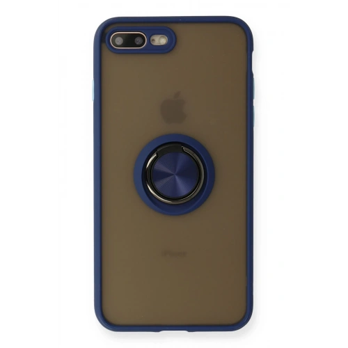 BFS  iPhone 7 Plus Kılıf Montreal Yüzüklü Silikon Kapak - Lacivert