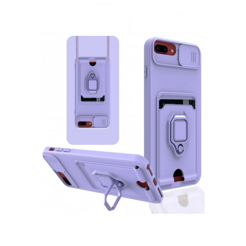 BFS  iPhone 7 Plus Kılıf Zuma Kartvizitli Yüzüklü Silikon - Lila