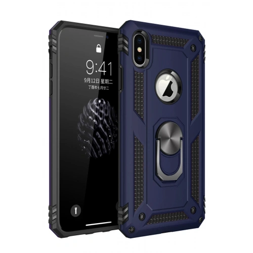 BFS  iPhone X Kılıf Sofya Yüzüklü Silikon Kapak - Lacivert