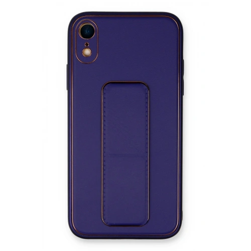 BFS  iPhone XR Kılıf Coco Deri Standlı Kapak - Mor
