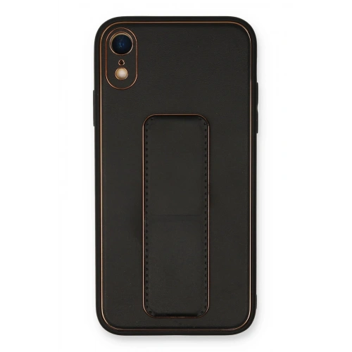 BFS iPhone XR Kılıf Coco Deri Standlı Kapak - Siyah