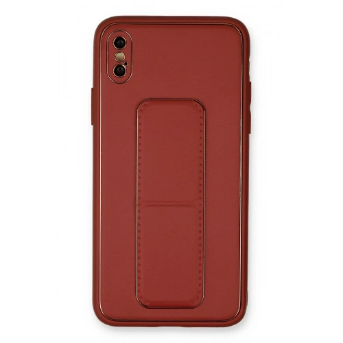 BFS  iPhone XS Max Kılıf Coco Deri Standlı Kapak - Fuşya