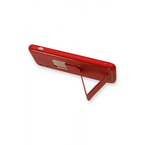 BFS  iPhone XS Max Kılıf Coco Deri Standlı Kapak - Kırmızı