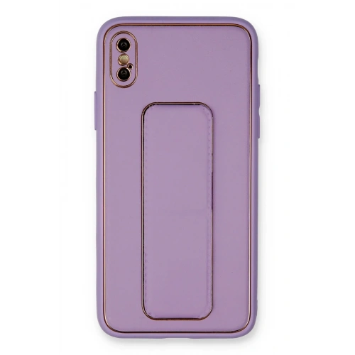 BFS  iPhone XS Max Kılıf Coco Deri Standlı Kapak - Koyu Lila