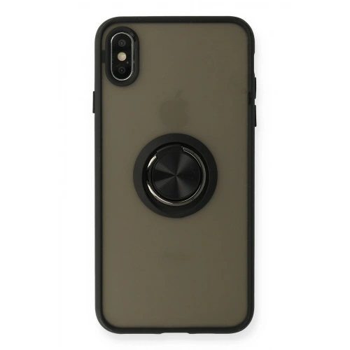 BFS  iPhone XS Max Kılıf Montreal Yüzüklü Silikon Kapak - Siyah