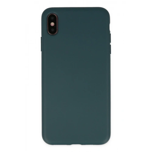 BFS  iPhone XS Max Kılıf Nano içi Kadife Silikon - Koyu Yeşil