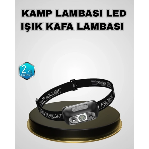 BFS IPX5 Su Geçirmez Şarjlı LED Kafa Feneri | Hareket Sensörlü, Ayarlanabilir 60° Far