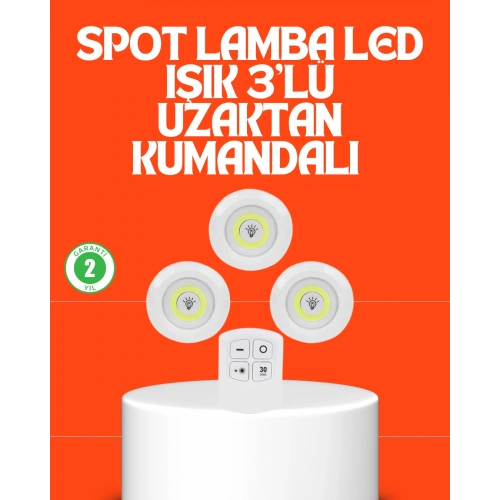 BFS Kablosuz 3 Lü Spot Led Lamba Seti Uzaktan Kumandalı Enerji Tasarruflu Aydınlatma