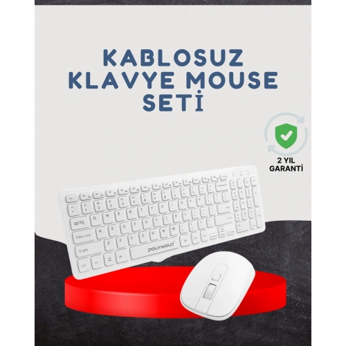 BFS Kablosuz Klavye Mouse Seti Beyaz Q Klavye Tüm Cihazlara Uyumlu
