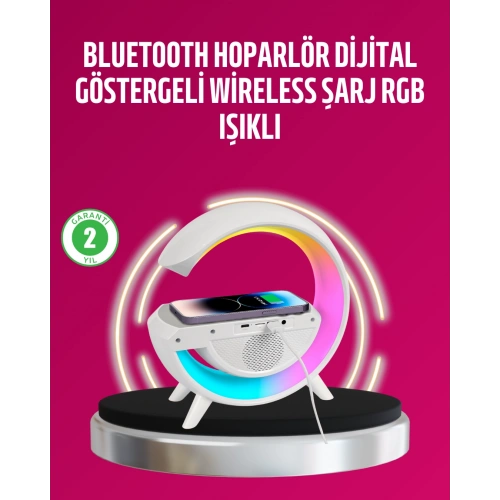 BFS Kablosuz Şarjlı LED Masa Lambası Çalar Saat ve Beyaz Gürültü Özellikli