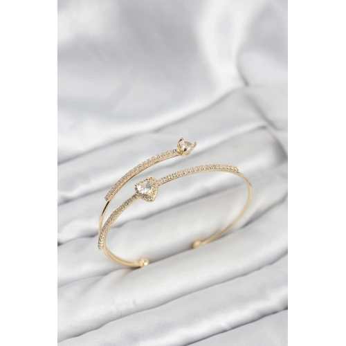 BFS Kalp Model Pirinç Gold Renk Kadın Bileklik