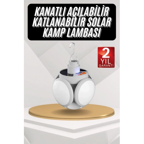 BFS Kamp Lambası Güneş Enerjili Solar 5 Kanatlı Katlanır Lamba Karavan