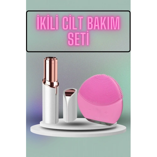 BFS KAŞ BIYIK VE YÜZ EPİLASYON ALETİ VE TİTREŞİMLİ YÜZ TEMİZLEME MASAJ ALETİ İKİLİ SET