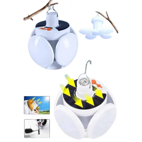 BFS Katlanabilir Askılı Kamp Lambası 5 Kanatlı Pratik Güneş Enerjili