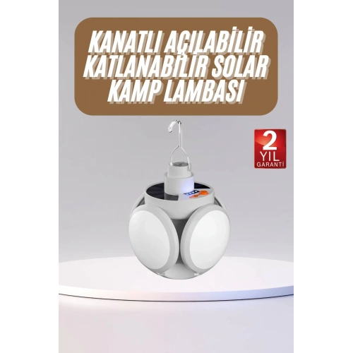 BFS Katlanabilir Askılı Kamp Lambası 5 Kanatlı Pratik Güneş Enerjili