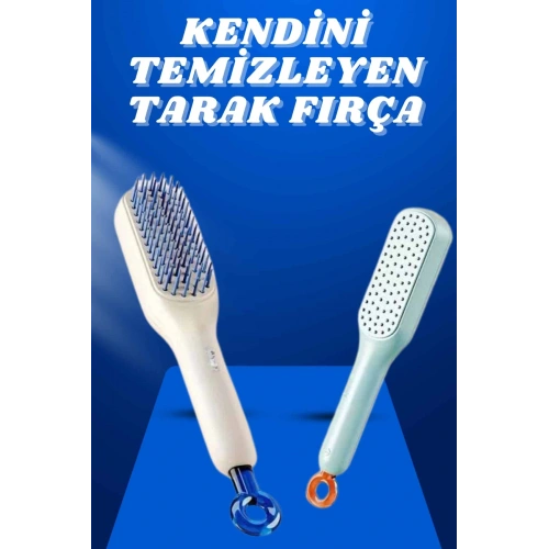 BFS Kendi Kendini Temizleyen Otomatik Tuşlu Saç Tarağı Dolaşık Açıcı Masaj Fırçası Silikon Fırça