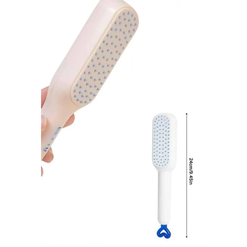 BFS Kendi Kendini Temizleyen Otomatik Tuşlu Saç Tarağı Dolaşık Açıcı Masaj Fırçası Silikon Fırça
