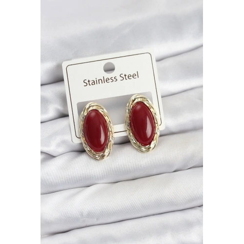 BFS Kırmızı Badem Model Vintage Kadın Küpe