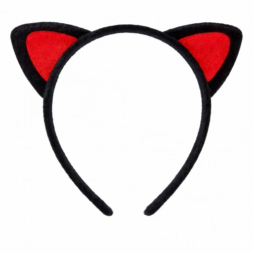 BFS Kırmızı Kedi Kulaklı Sevimli Peluş Taç – Çocuk Parti & Kostüm Tacı