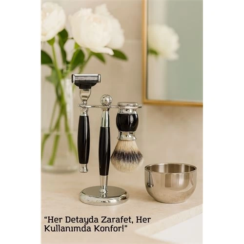 BFS  Koleksiyon Tıraş Seti – 304 Cerrahi Çelik & Kemik Saplı | Çift Cidarlı Tıraş Tası Icardi Collection