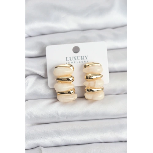 BFS Krem Renk Pirinç Vintage Kadın Küpe