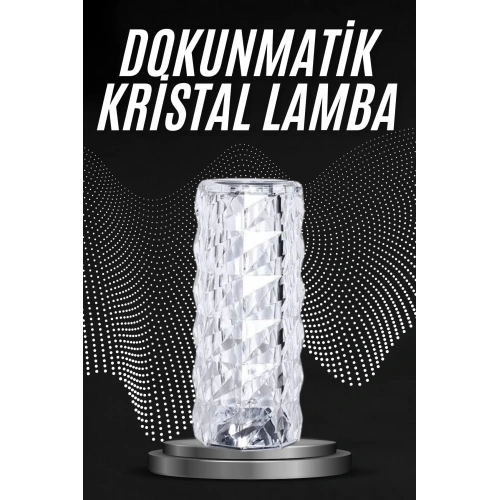 BFS Kristal Lamba Masa Lambası Şarjlı Masa Lambası Dokunmatik Sensör Usb Şarjlı