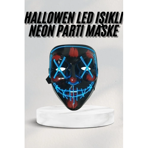 BFS Led Işıklı Neon Maske Cadılar Bayramı Maskesi Korkunç Korku Maskesi