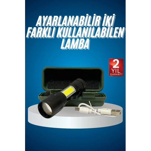 BFS Led Lamba El Feneri Küçük Taşınabilir USB Şarjlı Acil Durum Lambası