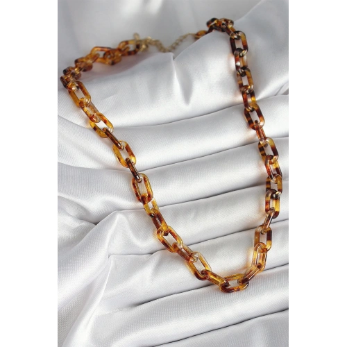 BFS Leopar Desenli Mika Zincir Kadın Kolye