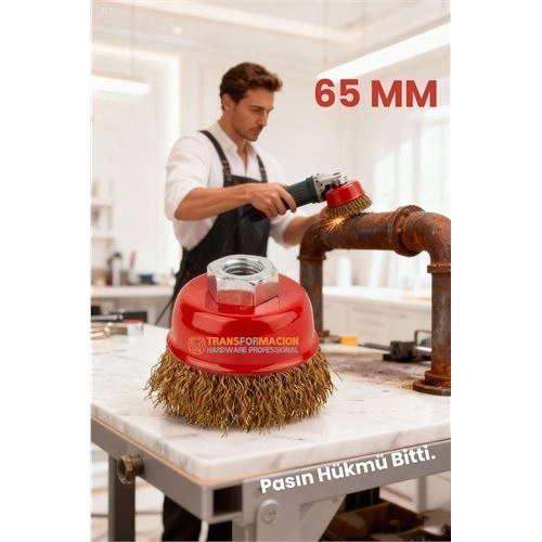 BFS M14 Uyumlu Çanak Tel Fırça 65 mm Profesyonel Pas Sökücü Yüzey Temizleme Diski