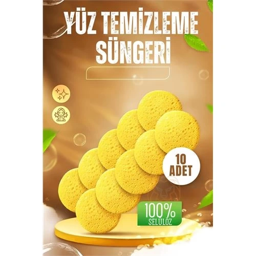 BFS   Makyaj Temizlik Pedi Cilt Temizlik Süngeri Doğal Selülöz 10 ADET