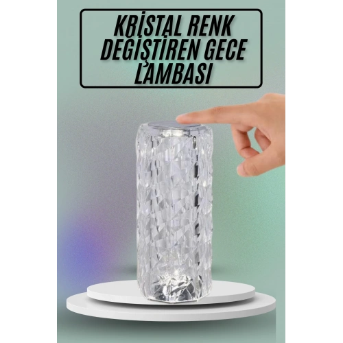 BFS Masa ve Gece Lambası Şık ve Dayanıklı Sensörlü Şarjlı Kristal Lamba