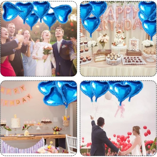 BFS   Metalize Parlak Mavi Kalp Şekilli Uçan Balon Folyo 18 inç 45 cm 25 Adet