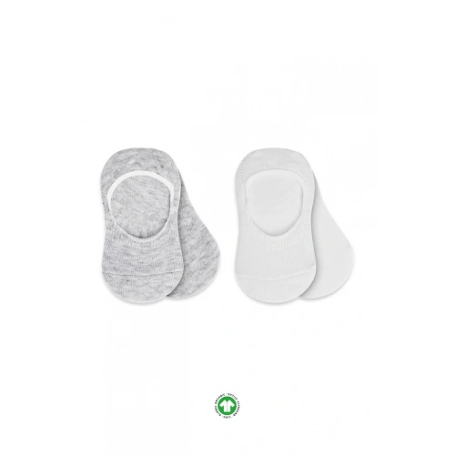 BFS NessiWorld 2Li Penye Babet Silikonlu Basic Çorap 30104 Gri Beyaz