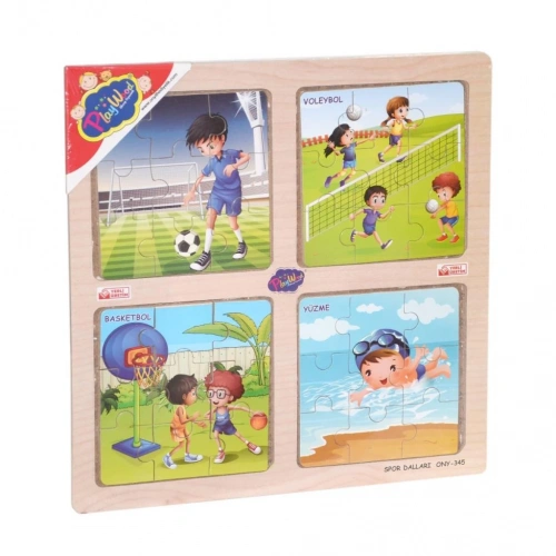 BFS Nessiworld ONY-343/344/345/346 Ahşap Eğitici 4lü Puzzle -Onyıl