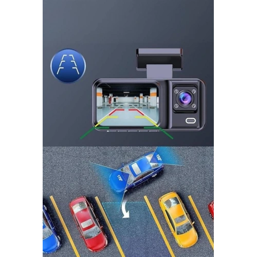 BFS Ön ve Arka Kameralı 2 İnç 1080P Full HD DVR Araç İçi Ekran