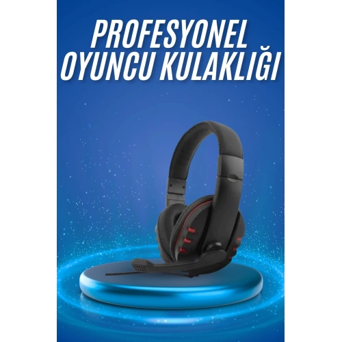 BFS Oyuncu Kulaklığı Kulak Üstü Kablolu Stereo Mikrofonlu Yumuşak Kulak Yastığı